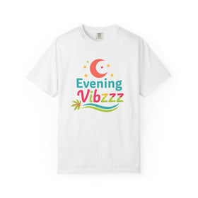 Evening Vibzzz T-Shirt — Retro Moon & Palm Graphic Tee